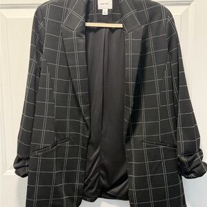 Nine West Women's Black Checkered Blazer